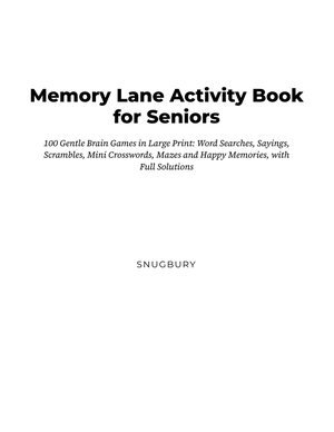 Page 1 of Memory Lane Activity Book for Seniors