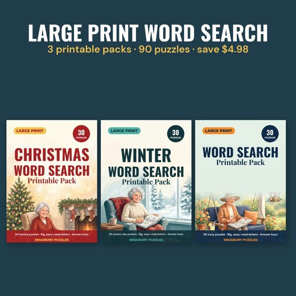 Large Print Word Search Collection: 90 Printable Puzzles