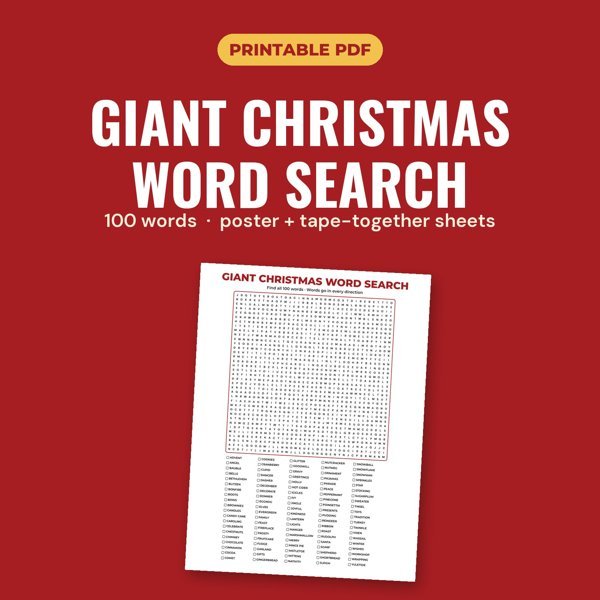 Giant Christmas Word Search Poster: 100 Words