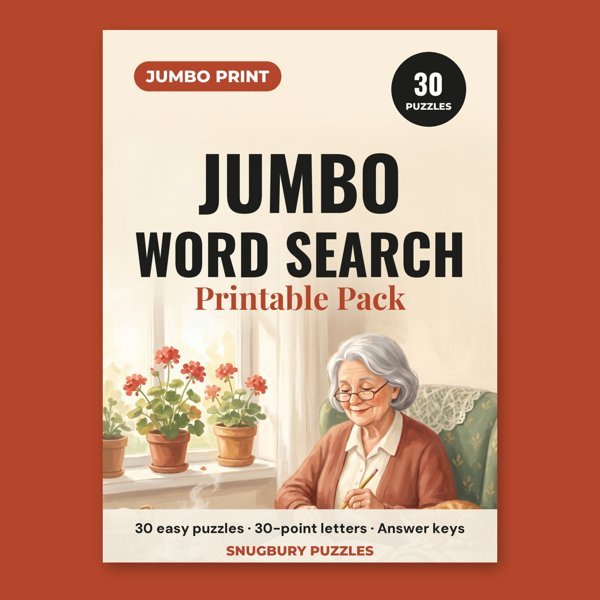 Jumbo Print Word Search for Seniors: 30 Printable Puzzles