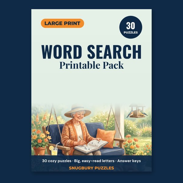 Large Print Word Search for Seniors: 30 Printable Puzzles