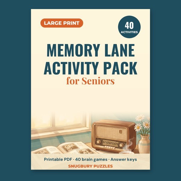 Memory Lane Activity Pack for Seniors: 40 Printable Brain Games