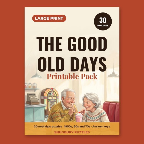 The Good Old Days Word Search for Seniors: 30 Printable Puzzles