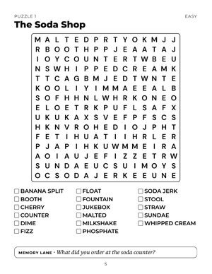 Page 5 of The Good Old Days Large Print Word Search for Seniors
